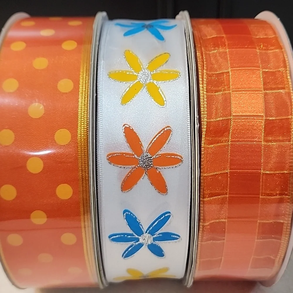 NEW 3 Rolls Kirkland Wire-edged Ribbon, 1-1/2